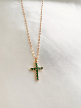 Load image into Gallery viewer, Emerald Cross Necklace