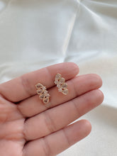 Load image into Gallery viewer, 14K Gold Ear Climber Earrings: CZ Pave Studs