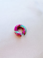Load image into Gallery viewer, Colorful Clay Ear Cuff – fuchsia, turquoise and gold foil