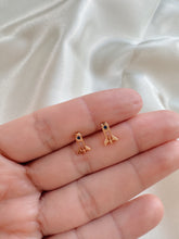 Load image into Gallery viewer, 14K Gold Rocket Ship Studs: CZ Stone Astronaut Earrings