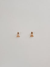 Load image into Gallery viewer, 14K Gold Rocket Ship Studs: CZ Stone Astronaut Earrings