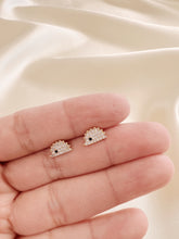Load image into Gallery viewer, 14K Gold Porcupine Studs: CZ Animal Earrings
