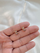 Load image into Gallery viewer, 14K Gold Cat Studs: Rainbow CZ Pave Kitty Earrings