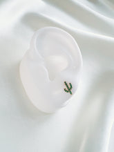 Load image into Gallery viewer, 14K Gold Cactus Stud Earrings: Emerald CZ Plant Earrings
