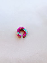 Load image into Gallery viewer, Colorful Clay Ear Cuff – fuchsia, turquoise and gold foil