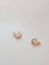 Load image into Gallery viewer, 14K Gold Whale Stud Earrings: Dainty CZ Animal Jewelry