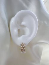 Load image into Gallery viewer, 14K Gold Filled Pearl Hoop Earrings: Dainty Bridal Jewelry