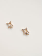 Load image into Gallery viewer, 14K Gold Star Stud Earrings: Micro Pave CZ Celestial Jewelry
