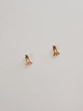 Load image into Gallery viewer, 14K Gold Rocket Ship Studs: CZ Stone Astronaut Earrings