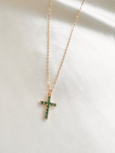 Load image into Gallery viewer, Emerald Cross Necklace