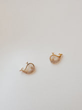 Load image into Gallery viewer, 14K Gold Whale Stud Earrings: Dainty CZ Animal Jewelry