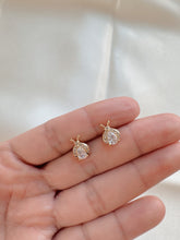 Load image into Gallery viewer, 14K Gold Beetle Stud Earrings: CZ Pave Scarab Jewelry