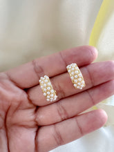 Load image into Gallery viewer, 14K Gold Filled Pearl Hoop Earrings: Dainty Bridal Jewelry