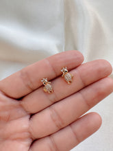 Load image into Gallery viewer, 14K Gold Sea Horse Stud Earrings: CZ Pave, Animal Jewelry