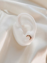 Load image into Gallery viewer, 14K Gold Moon Stud Earrings: Dainty Pave CZ Celestial Jewelry