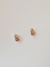 Load image into Gallery viewer, 14K Gold Cat Studs: Rainbow CZ Pave Kitty Earrings