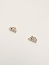 Load image into Gallery viewer, 14K Gold Porcupine Studs: CZ Animal Earrings