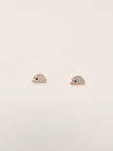 Load image into Gallery viewer, 14K Gold Porcupine Studs: CZ Animal Earrings