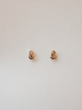 Load image into Gallery viewer, 14K Gold Cat Studs: Rainbow CZ Pave Kitty Earrings