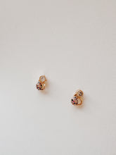 Load image into Gallery viewer, 14K Gold Cat Studs: Rainbow CZ Pave Kitty Earrings