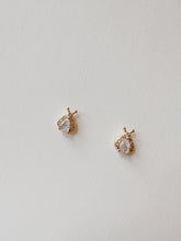 Load image into Gallery viewer, 14K Gold Beetle Stud Earrings: CZ Pave Scarab Jewelry