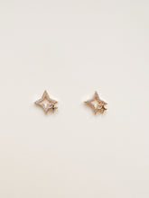 Load image into Gallery viewer, 14K Gold Star Stud Earrings: Micro Pave CZ Celestial Jewelry