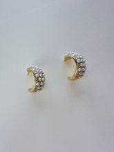Load image into Gallery viewer, 14K Gold Filled Pearl Hoop Earrings: Dainty Bridal Jewelry