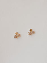 Load image into Gallery viewer, 14K Gold Star Stud Earrings: Dainty CZ Celestial Jewelry