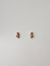 Load image into Gallery viewer, 14K Gold Sea Horse Stud Earrings: CZ Pave, Animal Jewelry