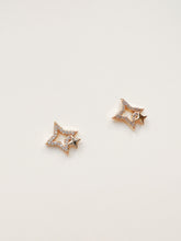 Load image into Gallery viewer, 14K Gold Star Stud Earrings: Micro Pave CZ Celestial Jewelry